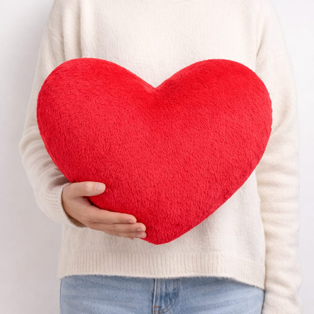 Solid Color Heart-Shaped Cushion. 46X36CM