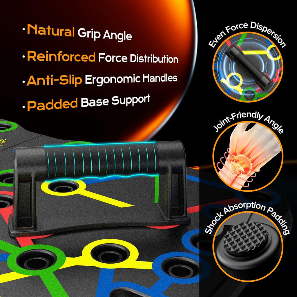 Push up Board, Foldable Fitness Training System 20 in 1 Multi Functional Home Gym Equipment for Upper Body Strength Training Burn Fat Sculpt Shoulders Chest Back Triceps