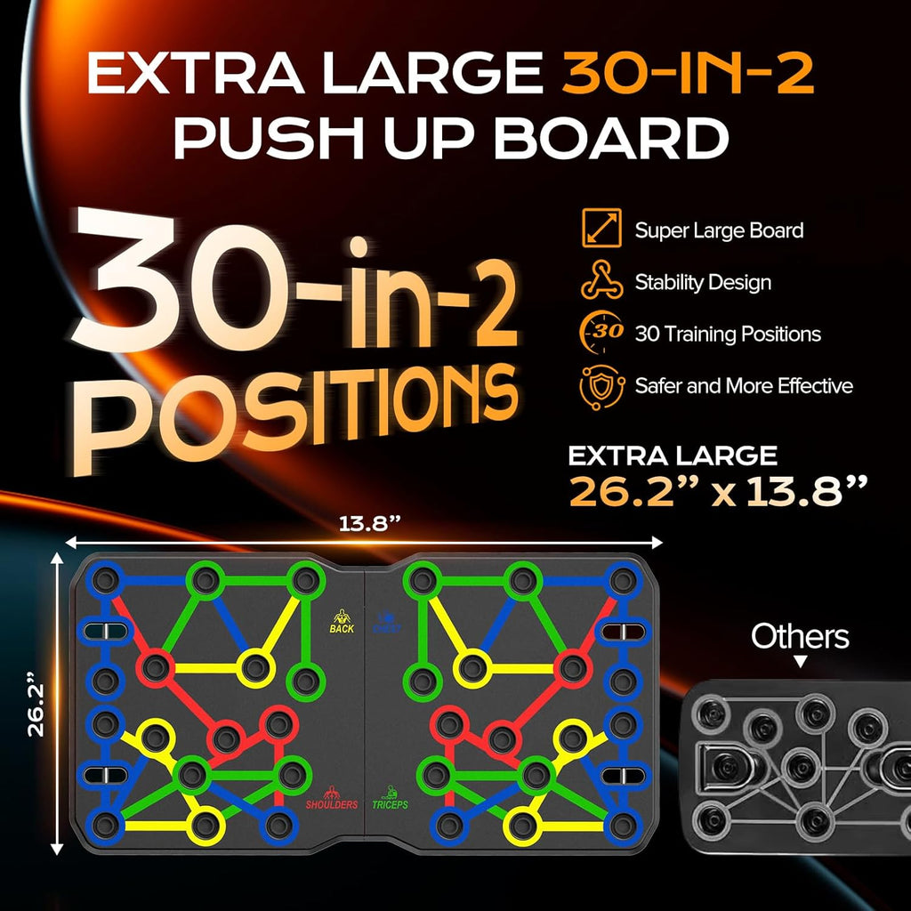 Push up Board, Foldable Fitness Training System 20 in 1 Multi Functional Home Gym Equipment for Upper Body Strength Training Burn Fat Sculpt Shoulders Chest Back Triceps