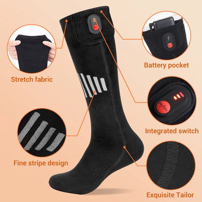 Winter Warm Socks 5000Mah USB Rechargeable Heated Socks Outdoor Heated Boots Snowmobile Ski Socks 65℃ Heated Socks